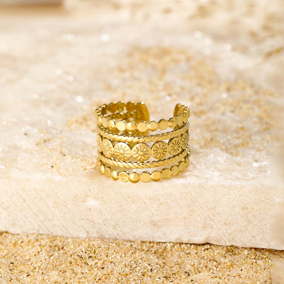 Gold Five Layered Stainless Steel Ring