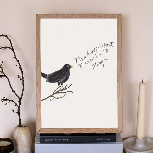'To Know How To Play' Black Bird A4 Wall Print