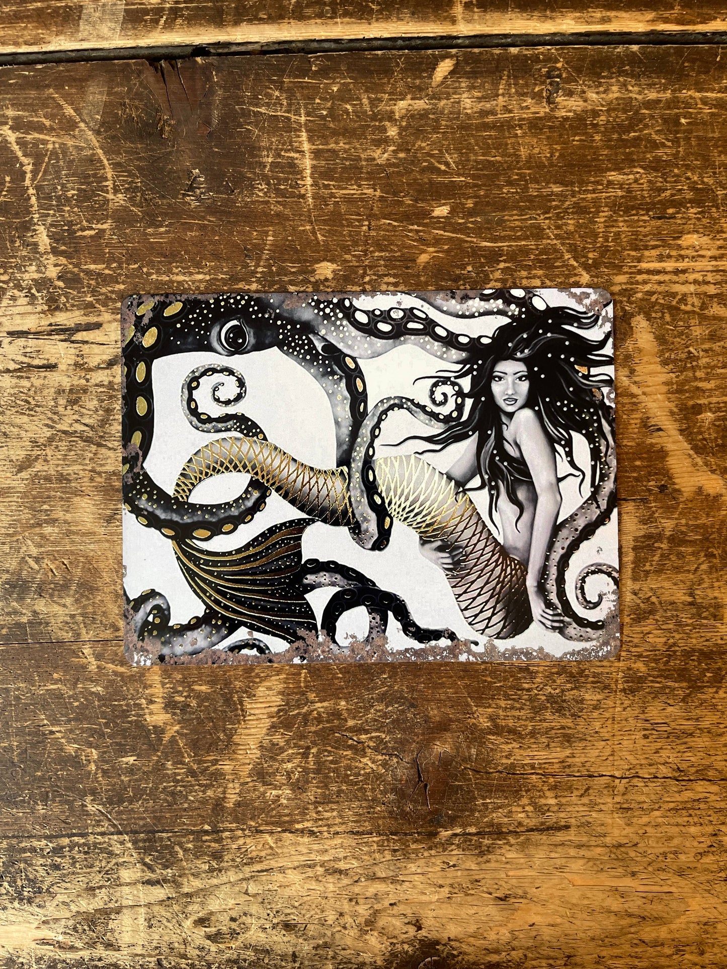 Mermaid Octopus Metal Sign Plaque