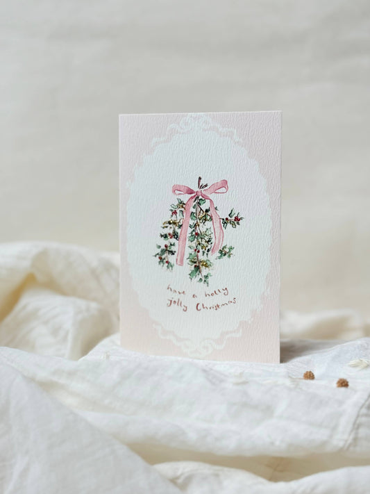 Holly Jolly Hand Finished Glitter on Card