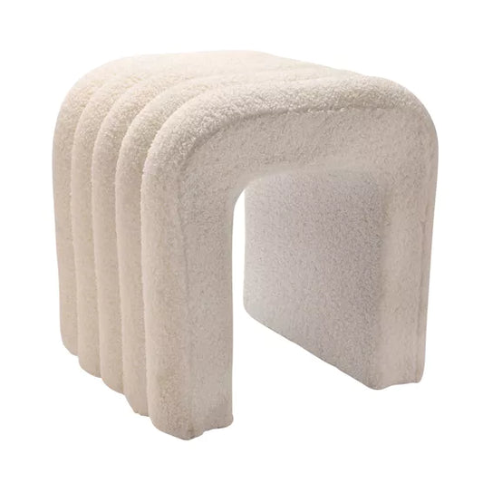 White Boucle Stool