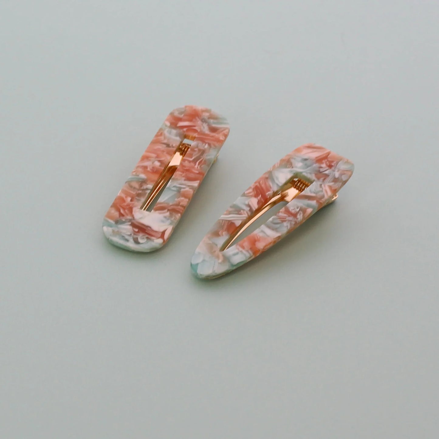 Set of 2 Duck Egg Milky Marble Hair clips