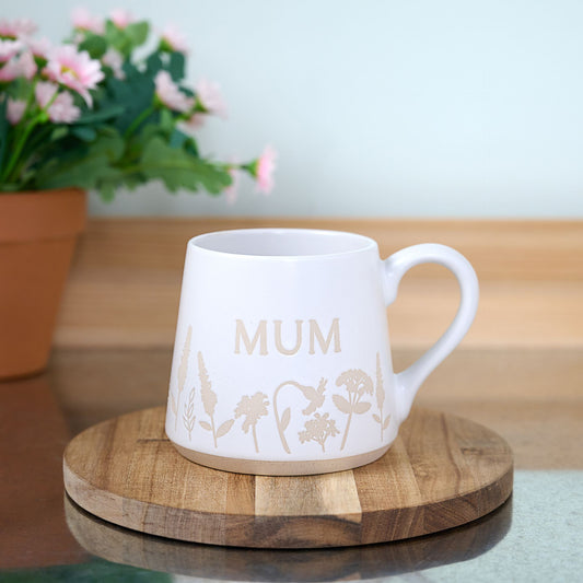 Mum White Floral Mug