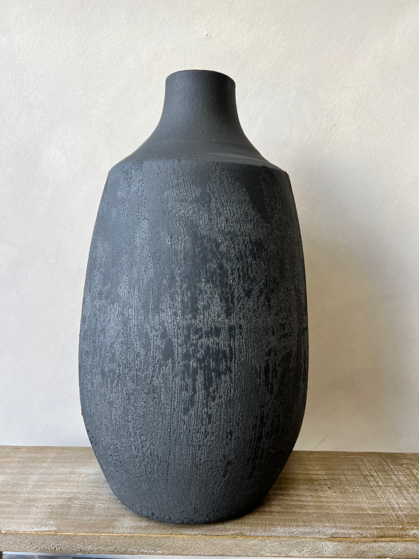 Large Black Distressed Vase