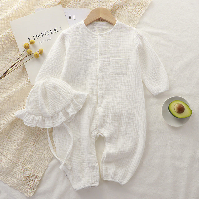 0-3M White Cotton Romper