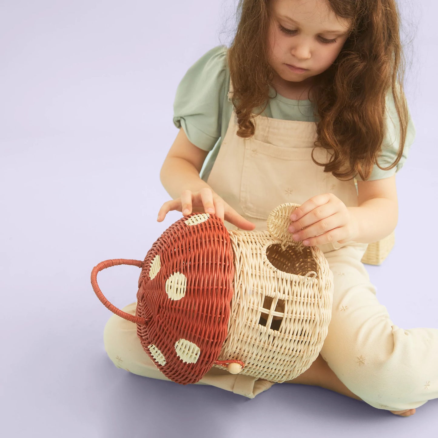 Red Rattan Mushroom Basket